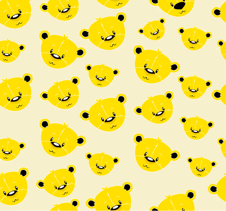 cute bears pattern Yellow wallpaper - TenStickers