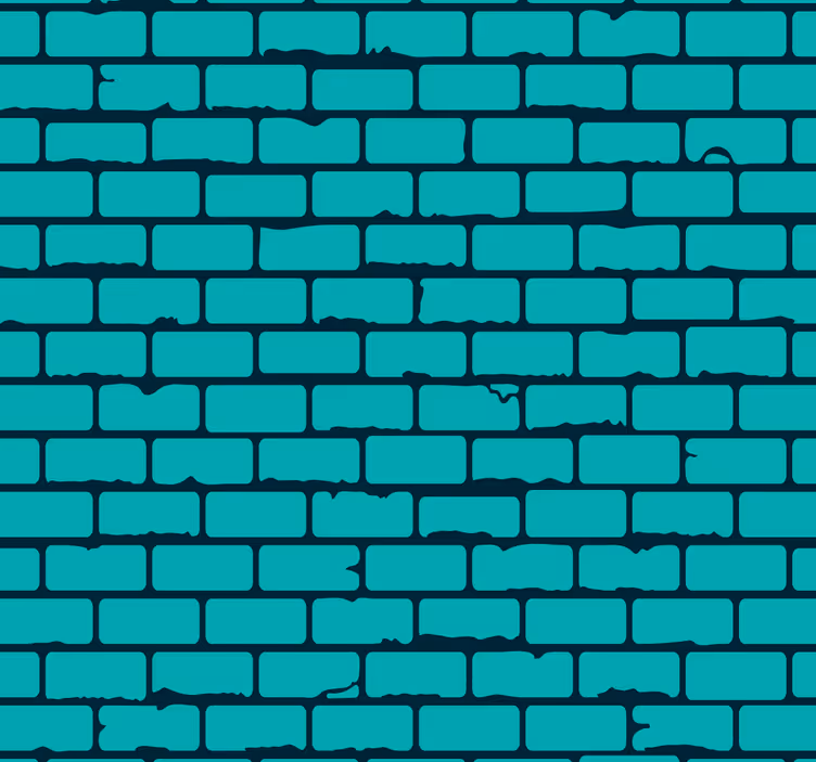 Teal brick illusion brick wallpaper - TenStickers