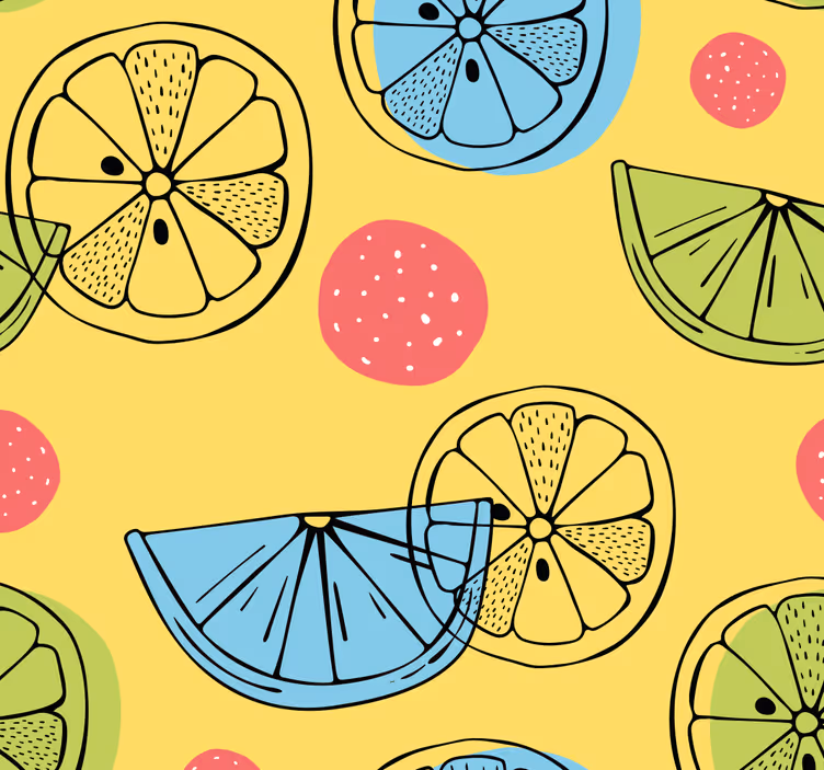 Citrus Slices Pattern kitchen wallpaper - TenStickers