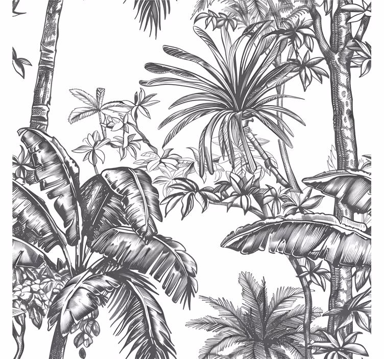 Grey rainforest pattern headboard wallpaper - TenStickers