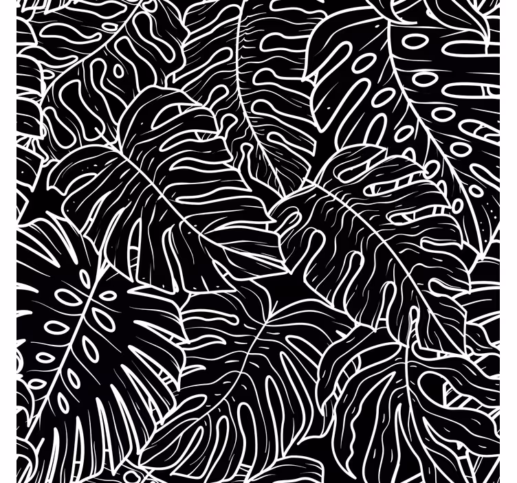 Big leaves black wallpaper - TenStickers