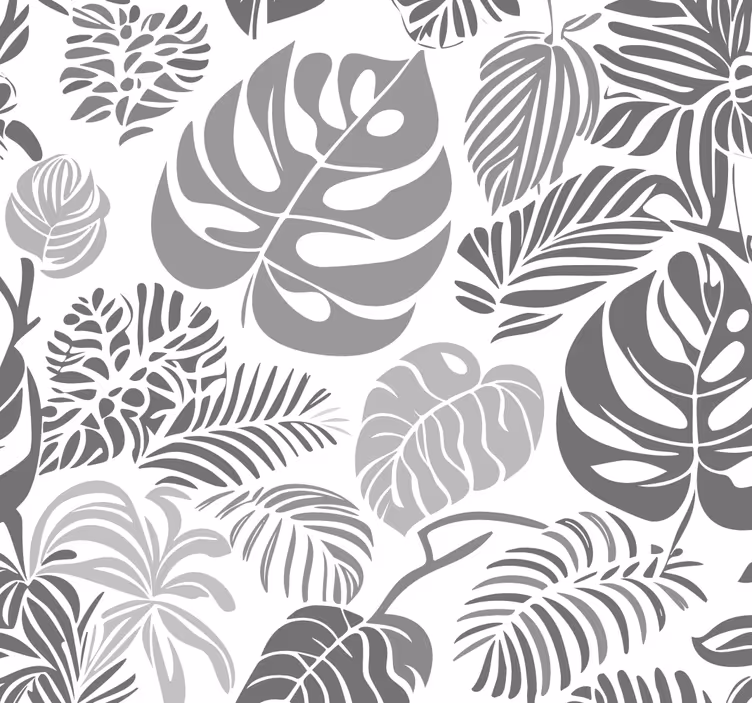 Monstera leaves Grey Wallpaper - TenStickers