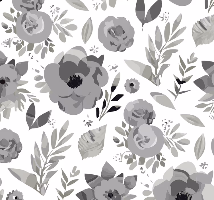 Aquarella floral grey wallpaper - TenStickers
