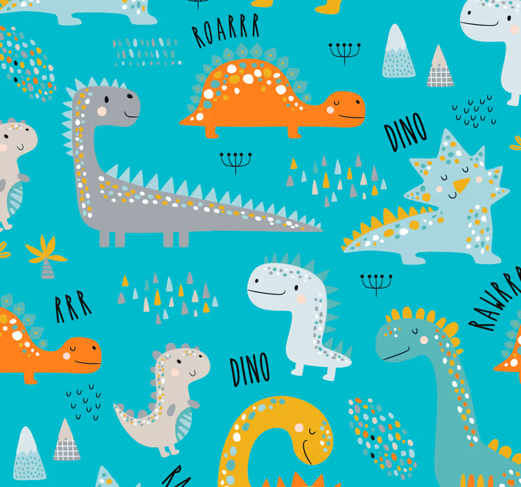 Dinosaur Delight dino wallpaper - TenStickers