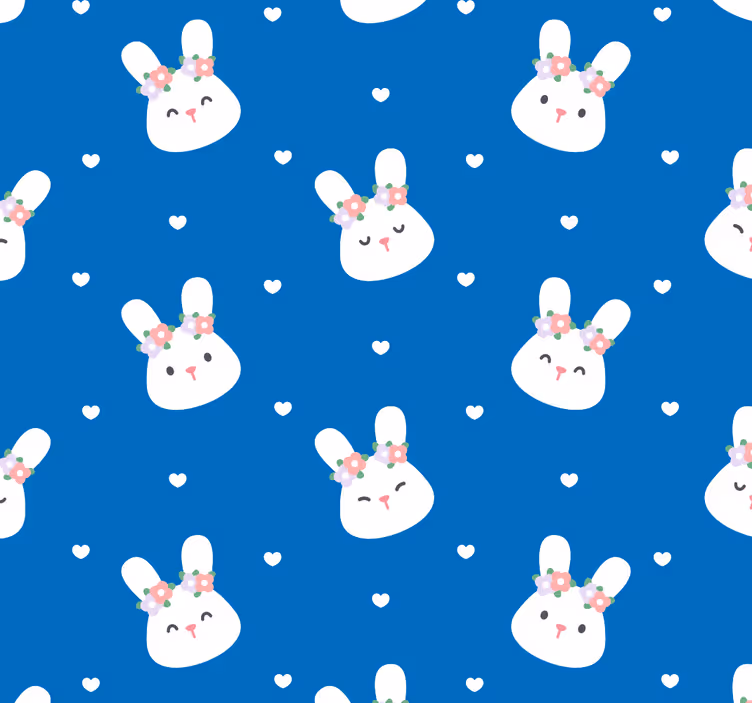 Bunny Pattern animal wallpaper - TenStickers