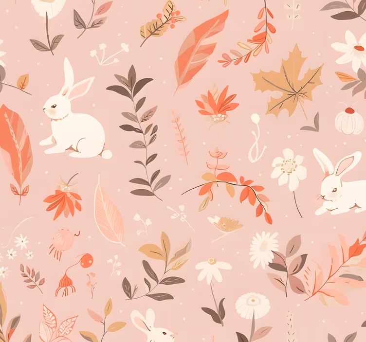 Autumn forest design Pink wallpaper - TenStickers