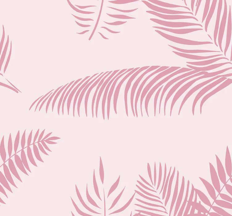 Big palm leaves Pink wallpaper - TenStickers