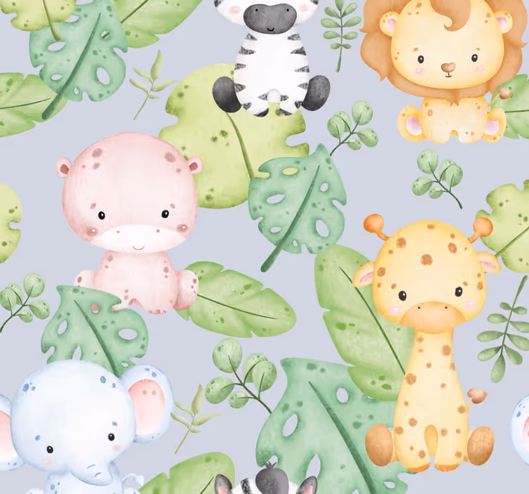 Baby design animal wallpaper - TenStickers