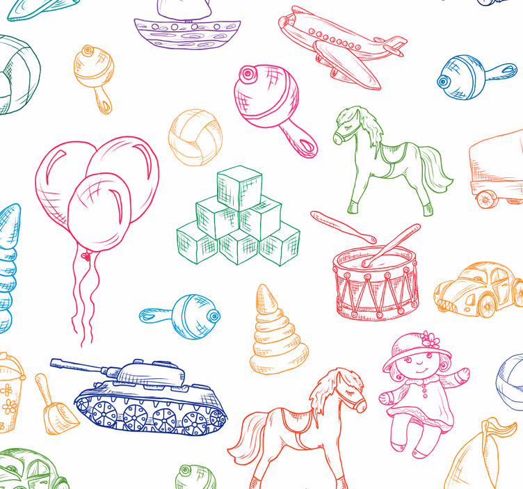 Playful Childhood Motifs nursery wallpaper - TenStickers