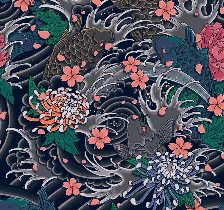 Elaborate Flower Concept floral wallpaper - TenStickers
