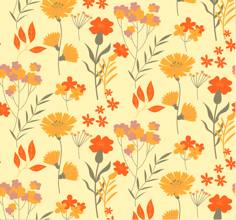 70's pop flowers pattern wallpaper - TenStickers