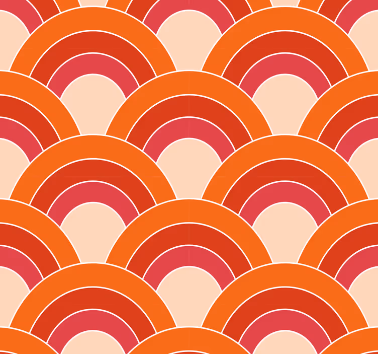 Geometric petals groovy pattern Art Wallpaper - TenStickers