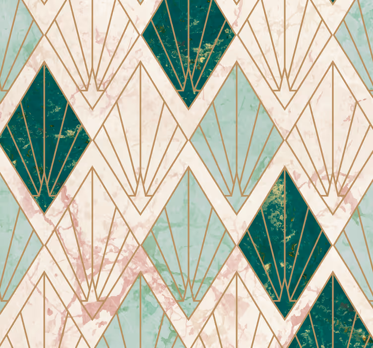 Art deco sea green pattern tile wallpaper - TenStickers