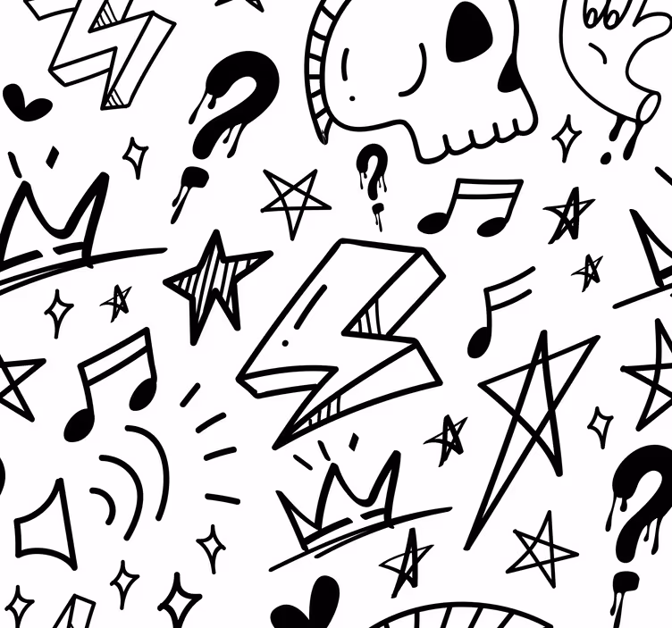 Cool signs pattern Teen Bedroom Wallpaper - TenStickers