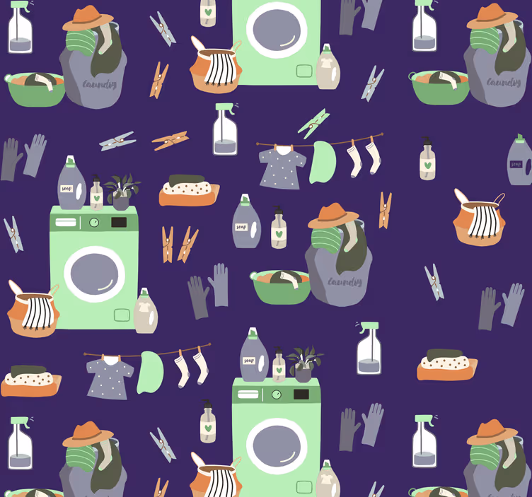 Laundry pastel colours wallpaper - TenStickers