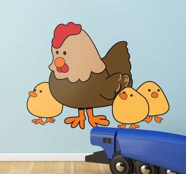 Hen and Three Chicks Sticker