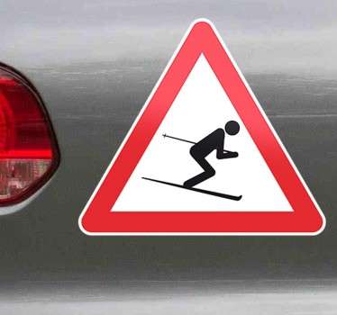 Warning Skier Sticker