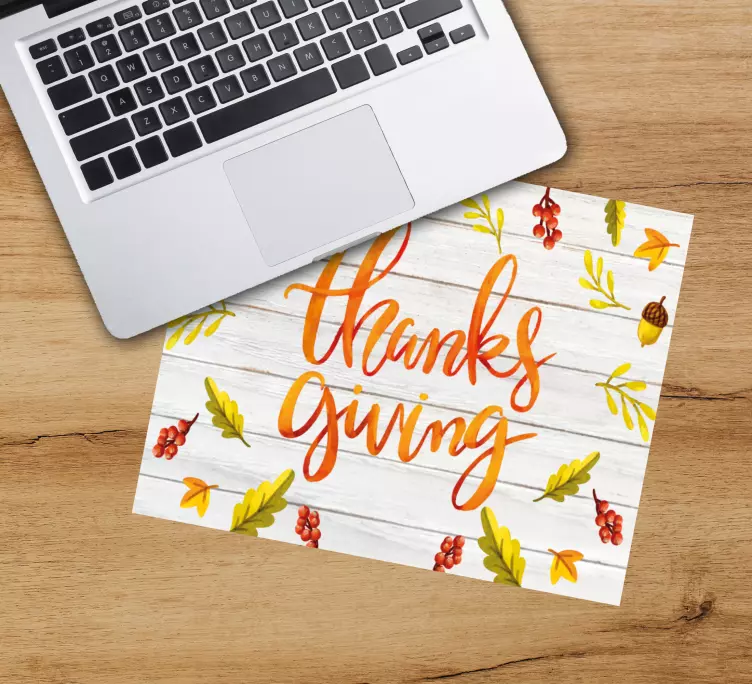 Acorns and leaves Thanksgiving mouse pad quotes - TenStickers
