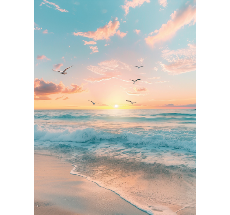 Beach and seagulls bathroom window blind - TenStickers