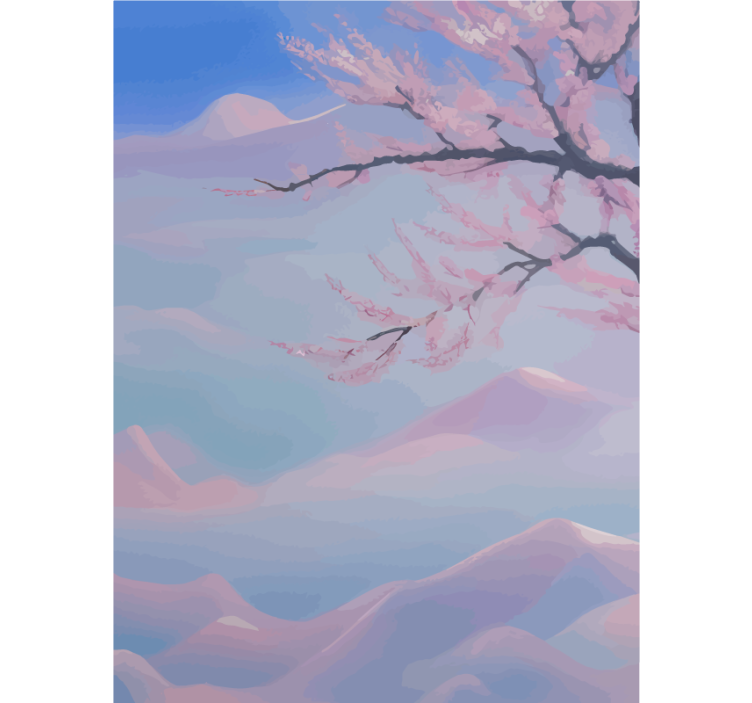 Zen cherry tree flowers branch bathroom window blind - TenStickers