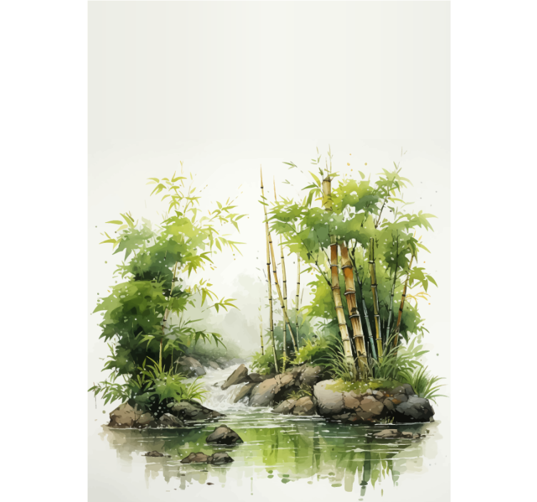 Zen bamboos and water fountain bathroom window blind - TenStickers
