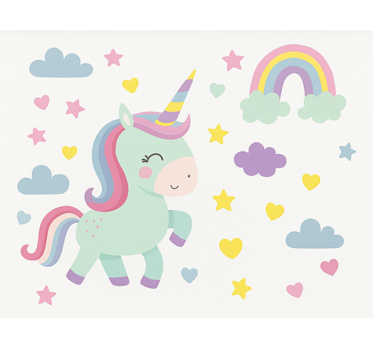 Colorful unicorn design kids roller blind - TenStickers