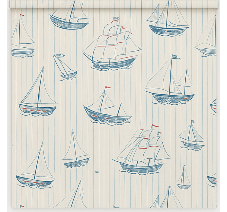 Drawing boats design kids roller blind - TenStickers