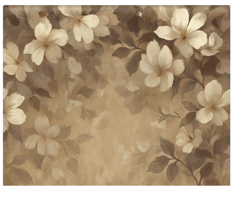 Beige painted flowers roller blind for living room - TenStickers
