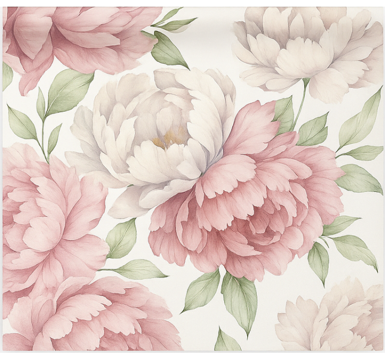 Blushing peony print roller blind for kitchen window - TenStickers