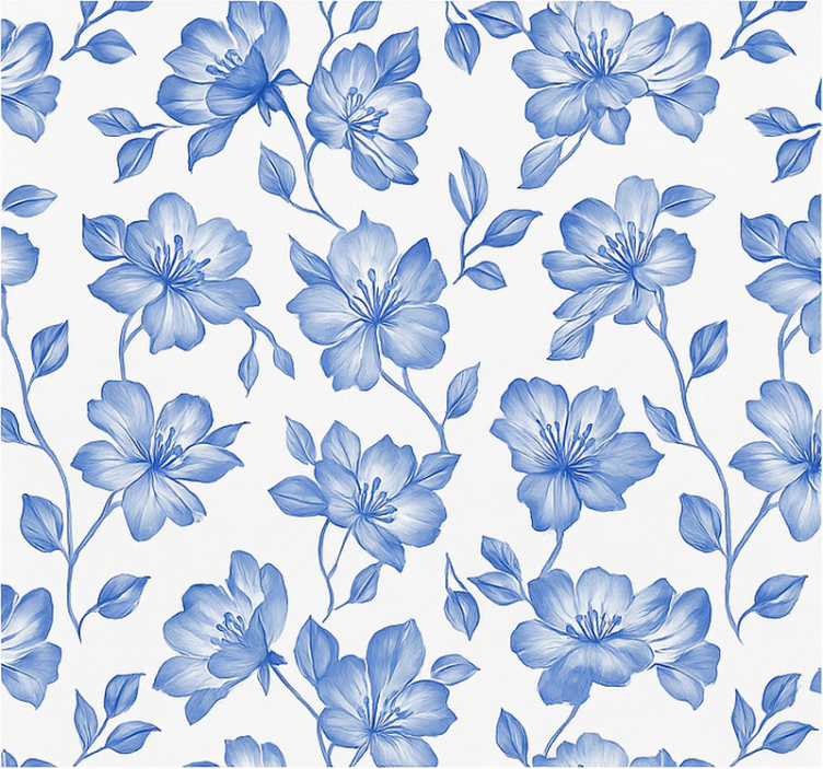 Blue and white floral master bedroom roller blind - TenStickers