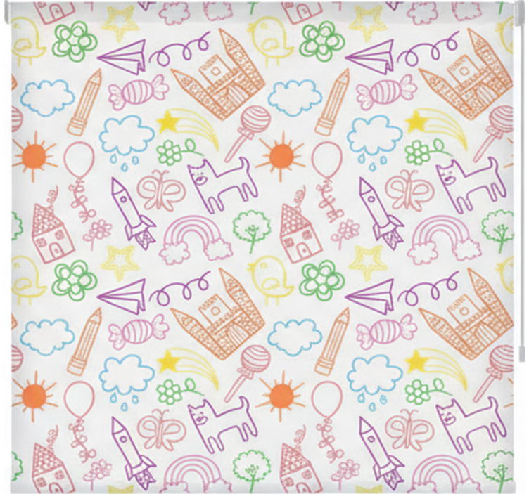 Nordic roller blind with whimsical doodle design - TenStickers