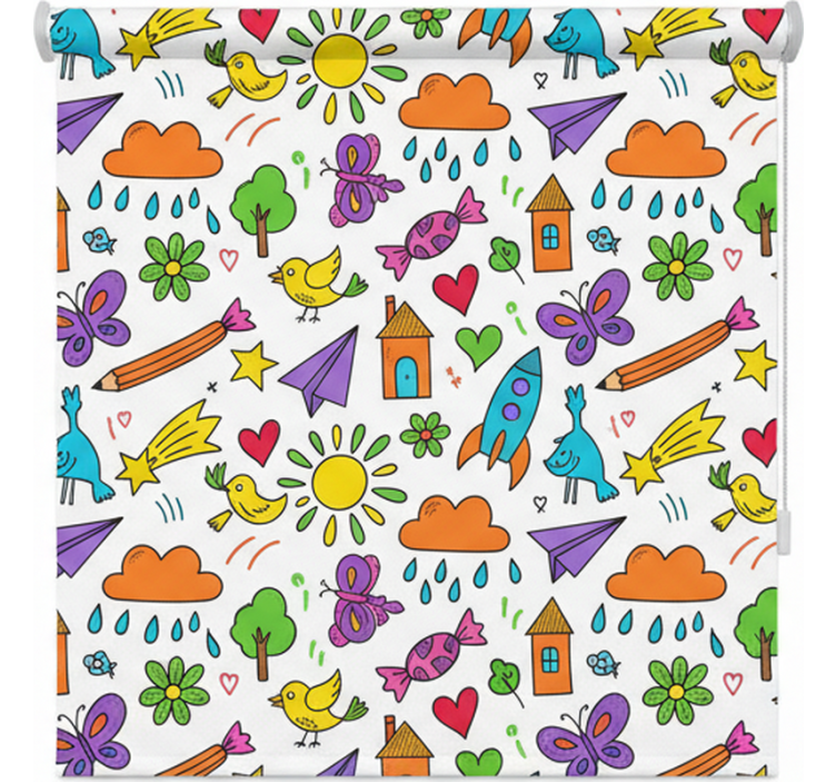 Nordic roller blind playful doodle design - TenStickers