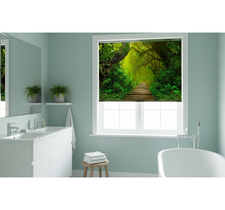 Tree roller blind mystic forest path - TenStickers