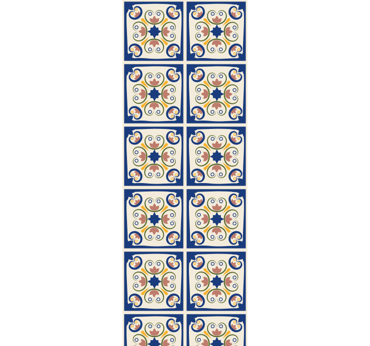 Roller blind for kitchen window pink flowers tile - TenStickers