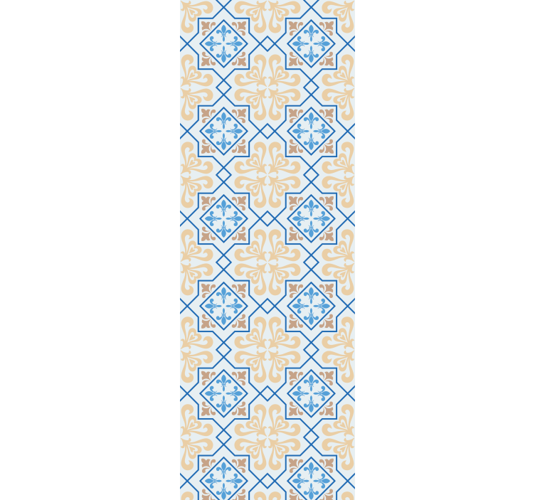 Roller blind for kitchen window portuguese tile blue lines - TenStickers