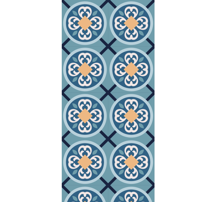 Roller blind for kitchen window sea-blue portuguese tile - TenStickers