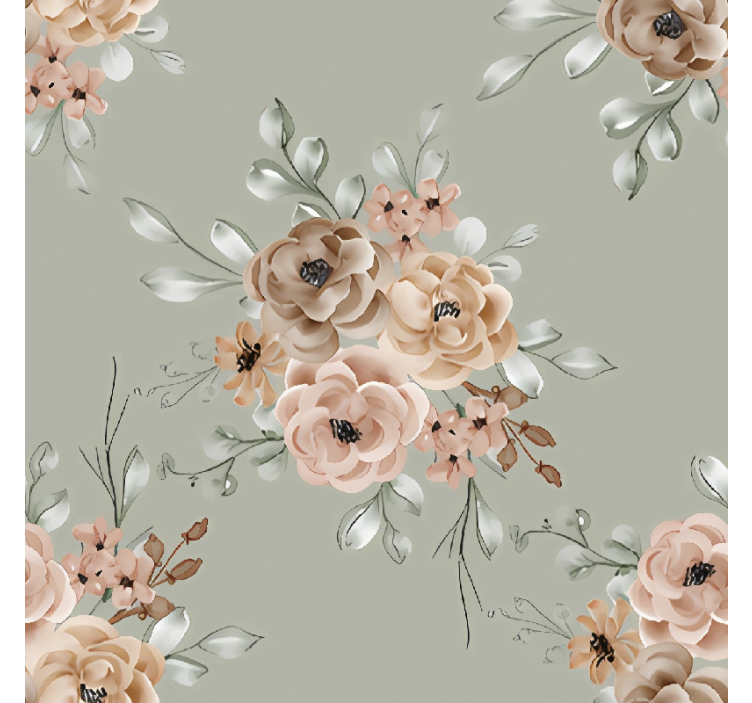 Dining room roller blinds with vintage roses on mint green - TenStickers
