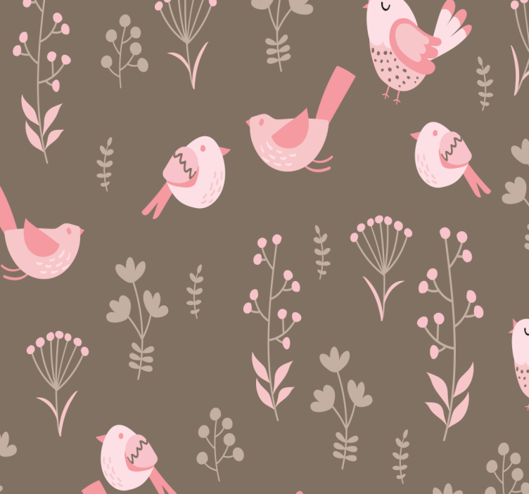 Dining room roller blinds vintage pink birds - TenStickers