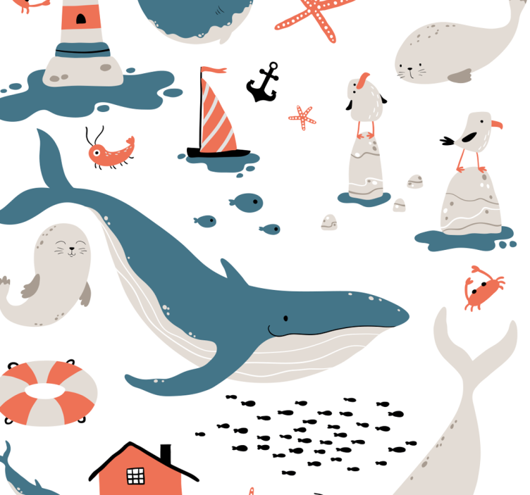 Kids roller blind ocean whales design - TenStickers