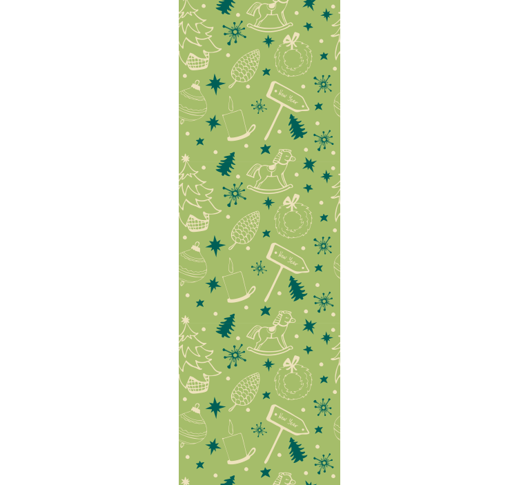 Kids roller blind christmas elements green background - TenStickers
