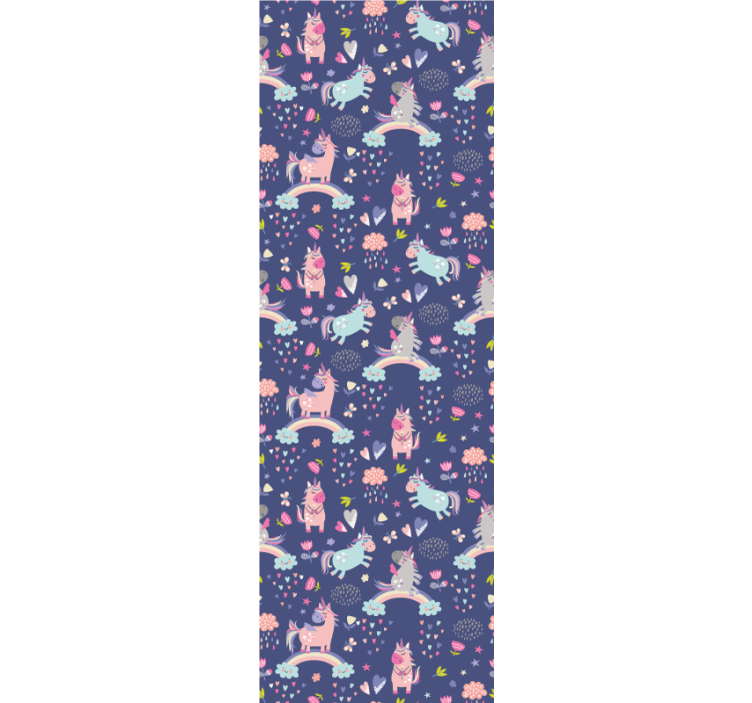 Kids roller blind colorful unicorns rainbow pattern - TenStickers