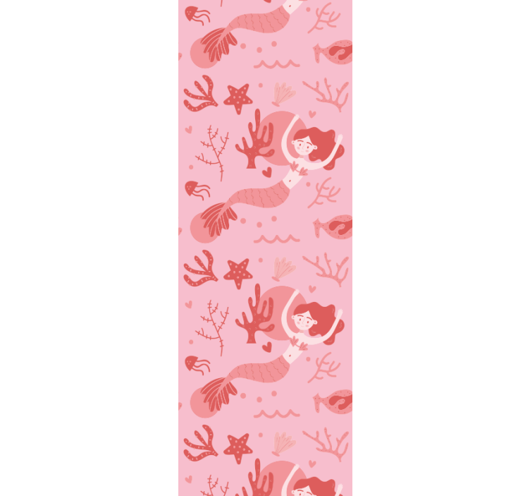 Kids roller blind mermaid pink waving and smiling - TenStickers
