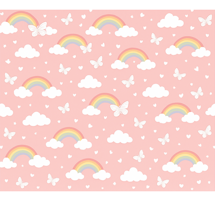 Pink roller blind with a rainbow design for kids - TenStickers