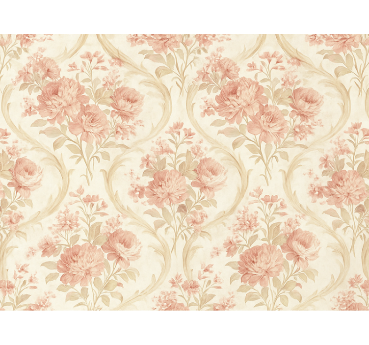 Pink roller blind vintage light washed floral design - TenStickers