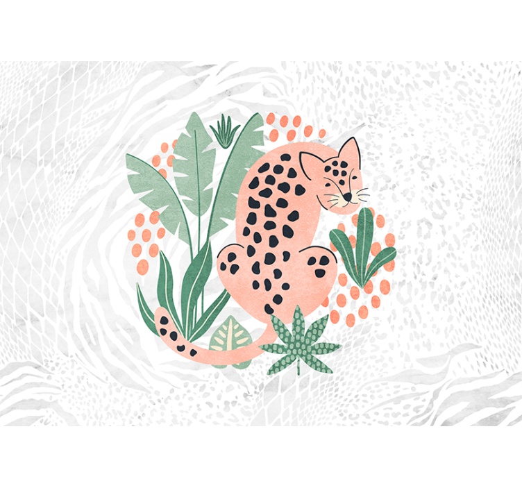 White roller blind with tropical trees and tigers - TenStickers
