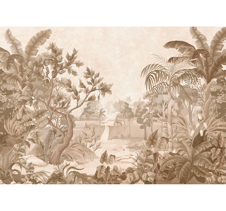 Beige roller blind with tropical jungle views - TenStickers