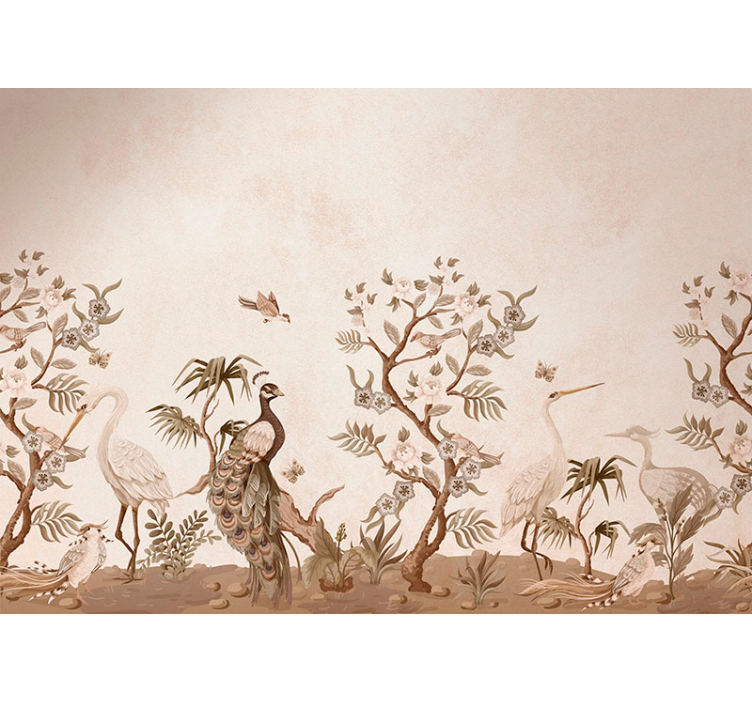 Beige roller blind with vintage wildlife design - TenStickers