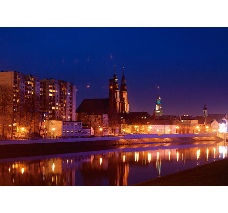 Blue roller blind opole at dusk - TenStickers