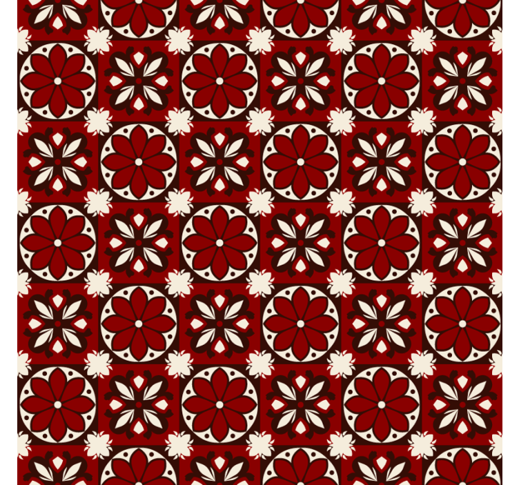 Red roller blind with vintage tile design - TenStickers