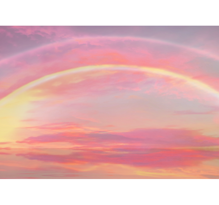 Pink roller blind in a pink sky with rainbow - TenStickers